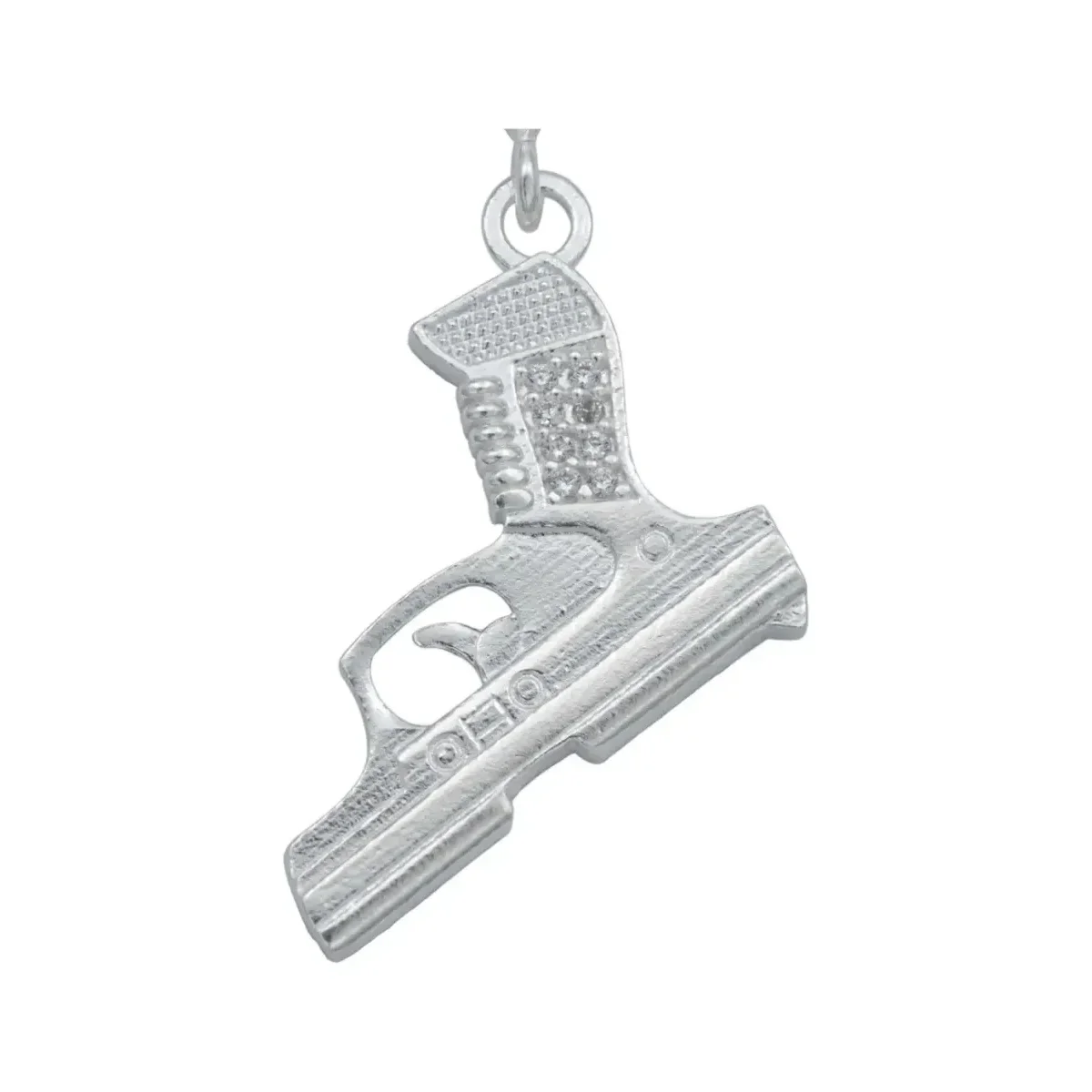 Dije Plata 925 Pistola Glock con Zirconia Blanca Brillante - Imagen 2