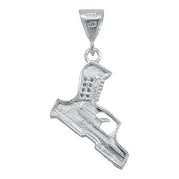 Dije Plata 925 Pistola Glock con Zirconia Blanca Brillante - Imagen 3