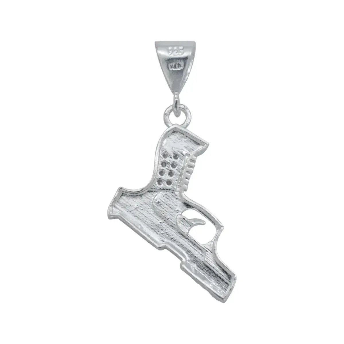Dije Plata 925 Pistola Glock con Zirconia Blanca Brillante - Imagen 3