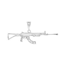 Dije Plata .925 Rifle AK-47 con Zirconias Blancas - Imagen 2
