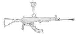 Dije Plata .925 Rifle AK-47 con Zirconias Blancas - Imagen 2