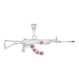 Dije Plata .925 Rifle AK-47 Zirconia Fucsia para Hombre - Imagen 2