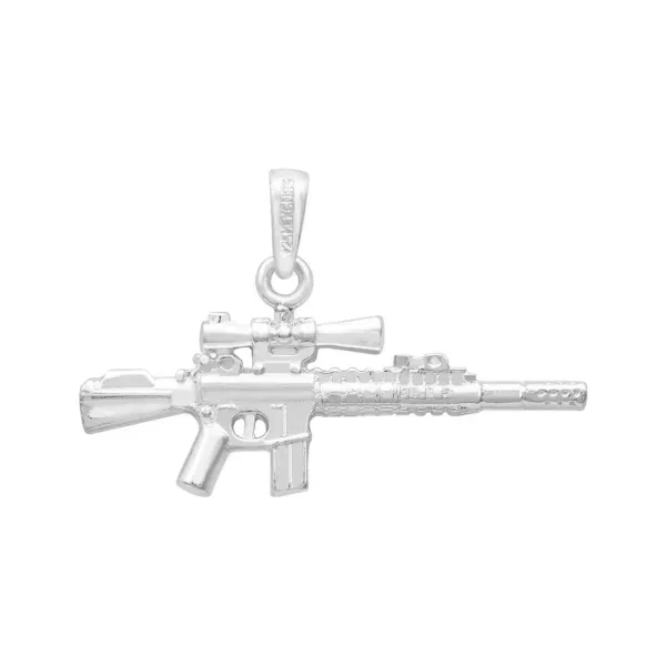 Dije Plata 925 Rifle Arma Larga con Mira Acabado Pulido - Imagen 1