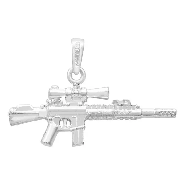 Dije Plata 925 Rifle Arma Larga con Mira Acabado Pulido - Imagen 1