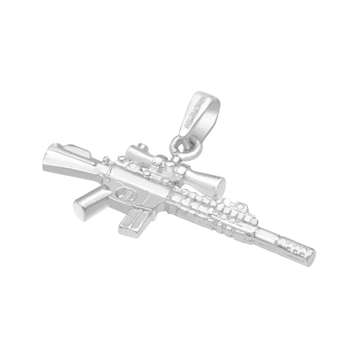 Dije Plata 925 Rifle Arma Larga con Mira Acabado Pulido - Imagen 2