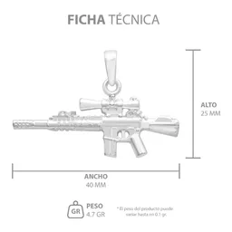 Dije Plata 925 Rifle Arma Larga con Mira Acabado Pulido - Imagen 4