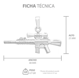 Dije Plata 925 Rifle Arma Larga con Mira Acabado Pulido - Imagen 4