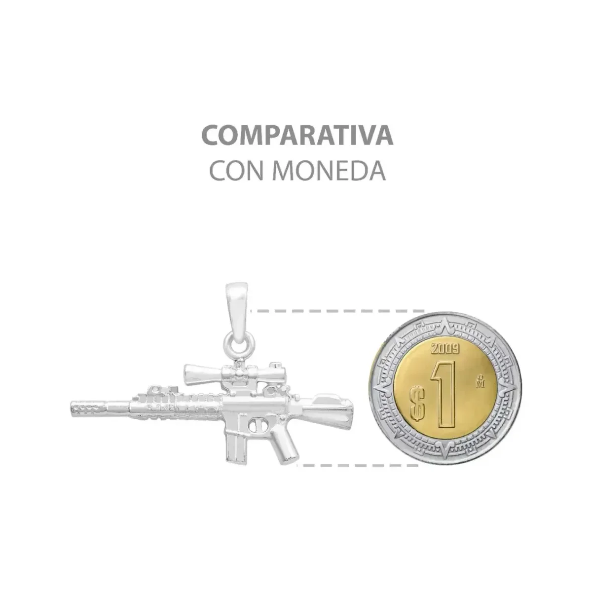 Dije Plata 925 Rifle Arma Larga con Mira Acabado Pulido - Imagen 5