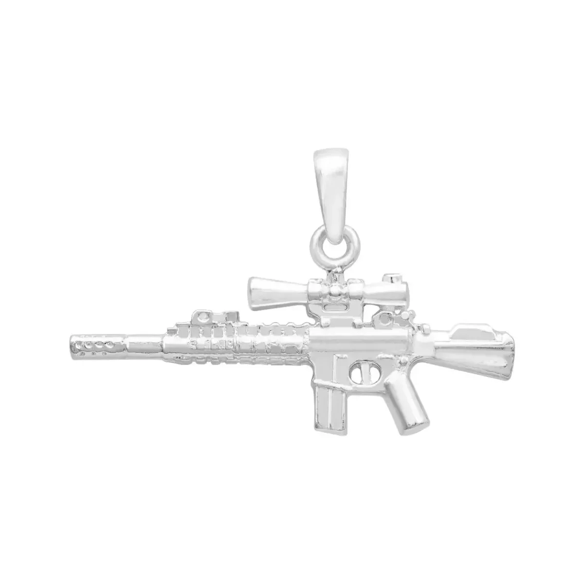 Dije Plata 925 Rifle Arma Larga con Mira Acabado Pulido - Imagen 6