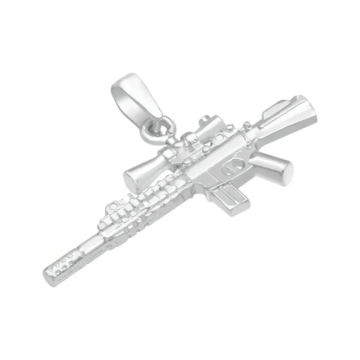 Dije Plata 925 Rifle Arma Larga con Mira Acabado Pulido - Imagen 7