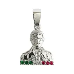 Dije Plata 925 Rostro Malverde con Zirconias Tricolor - Imagen 1