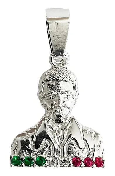 Dije Plata 925 Rostro Malverde con Zirconias Tricolor - Imagen 1