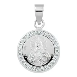 Dije Plata 999 Sagrado Corazón de Jesús con Zirconia - Imagen 1