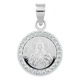 Dije Plata 999 Sagrado Corazón de Jesús con Zirconia - Imagen 1