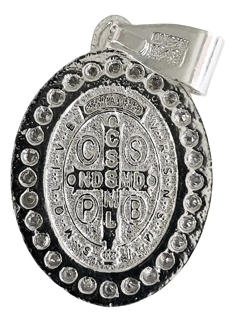 Dije Plata 925 San Benito Doble Vista con Zirconia Oval - Imagen 1