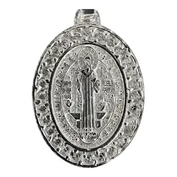Dije Plata 925 San Benito Doble Vista con Zirconia Oval - Imagen 3