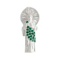 Dije Plata 925 San Judas Tadeo con Corona y Zirconias Verdes - Imagen 2