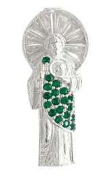 Dije Plata 925 San Judas Tadeo con Corona y Zirconias Verdes - Imagen 2