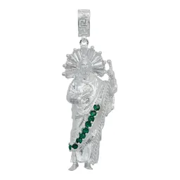 Dije Plata 925 San Judas Tadeo con Zirconia Verde Artesanal - Imagen 1