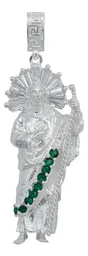 Dije Plata 925 San Judas Tadeo con Zirconia Verde Artesanal - Imagen 1