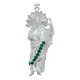 Dije Plata 925 San Judas Tadeo con Zirconia Verde Artesanal - Imagen 2