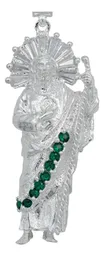 Dije Plata 925 San Judas Tadeo con Zirconia Verde Artesanal - Imagen 2