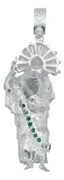 Dije Plata 925 San Judas Tadeo con Zirconia Verde Artesanal - Imagen 3