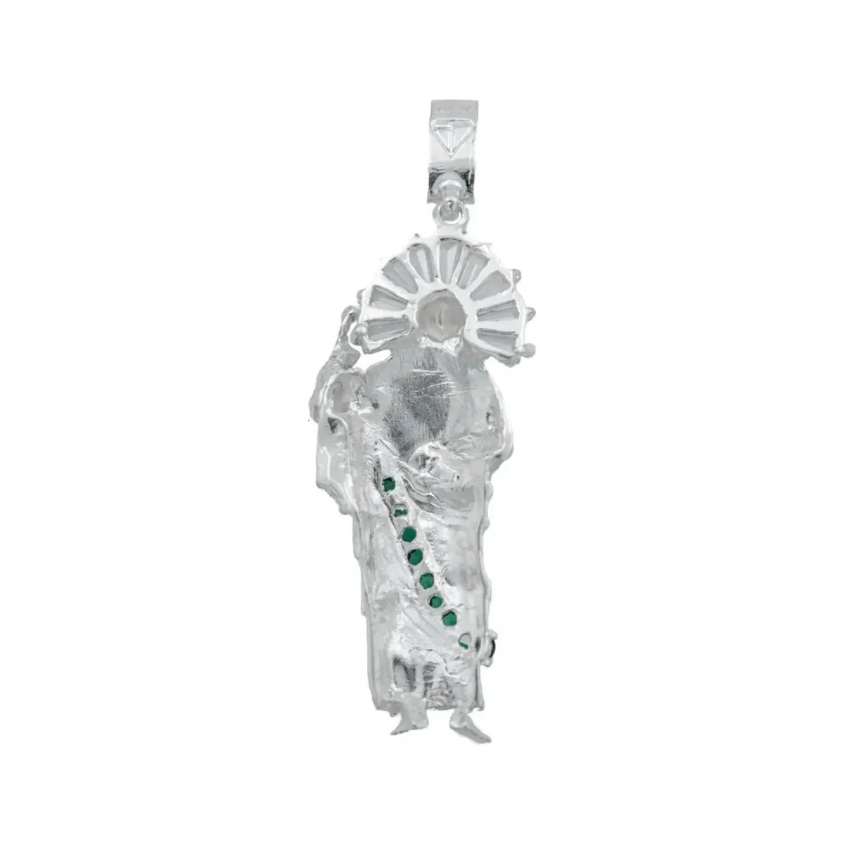 Dije Plata 925 San Judas Tadeo con Zirconia Verde Artesanal - Imagen 3