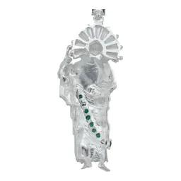 Dije Plata 925 San Judas Tadeo con Zirconia Verde Artesanal - Imagen 4