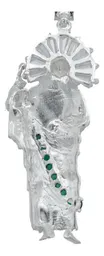 Dije Plata 925 San Judas Tadeo con Zirconia Verde Artesanal - Imagen 4