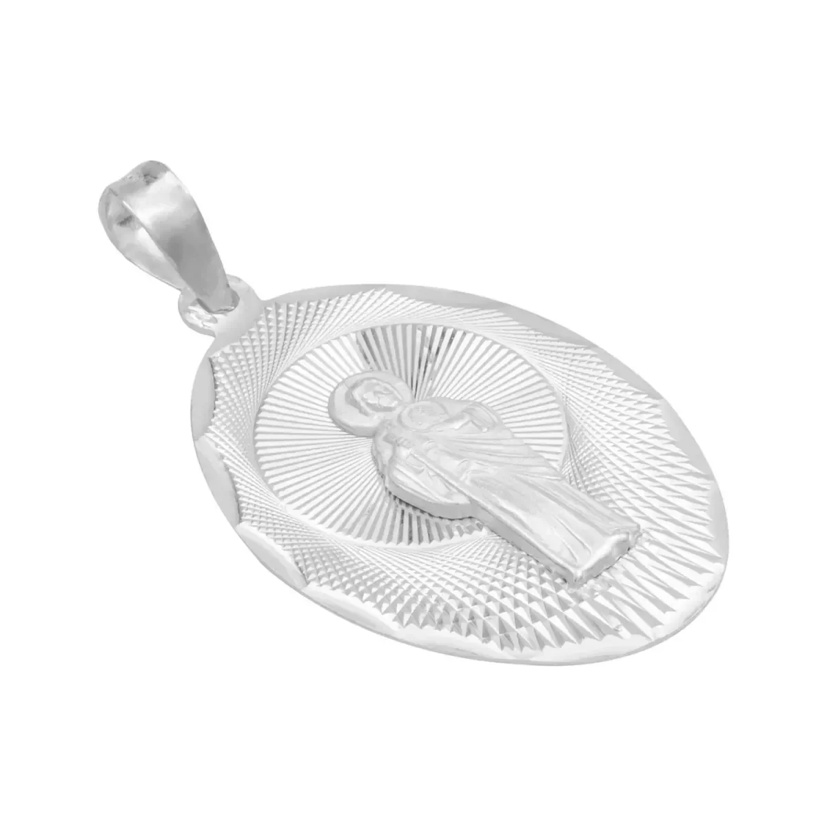 Dije Plata 925 San Judas Tadeo Ovalado Diamantado Modelo 2202 - Imagen 2