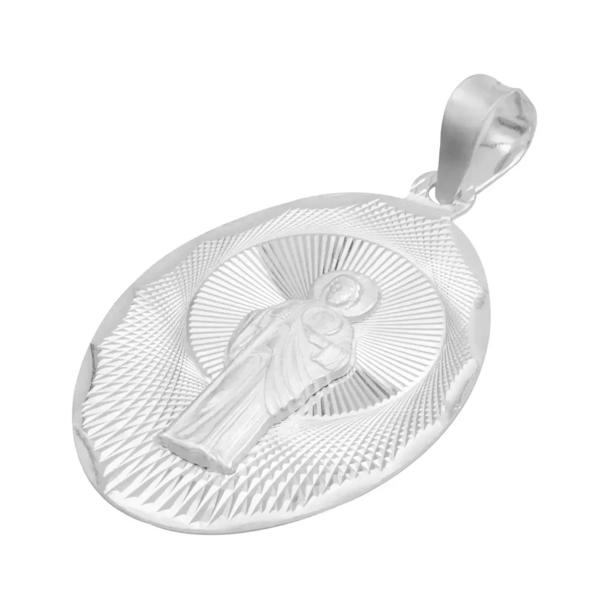Dije Plata 925 San Judas Tadeo Ovalado Diamantado Modelo 2203 - Imagen 3