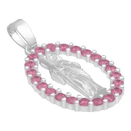 Dije Plata 925 San Judas Tadeo Plano con Zirconias Fucsia - Imagen 3