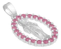 Dije Plata 925 San Judas Tadeo Plano con Zirconias Fucsia - Imagen 3