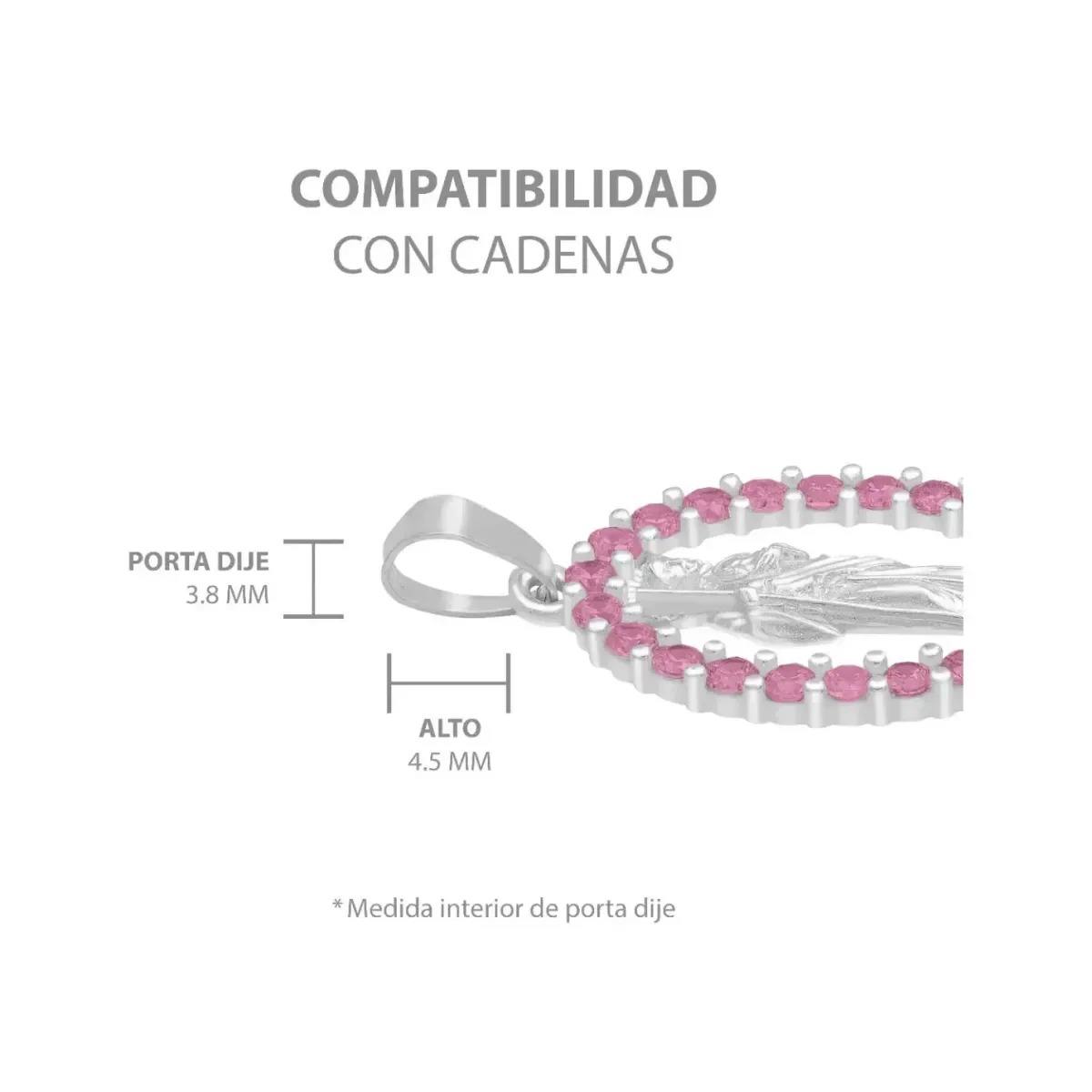 Dije Plata 925 San Judas Tadeo Plano con Zirconias Fucsia - Imagen 6