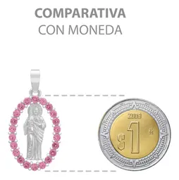 Dije Plata 925 San Judas Tadeo Plano con Zirconias Fucsia - Imagen 8