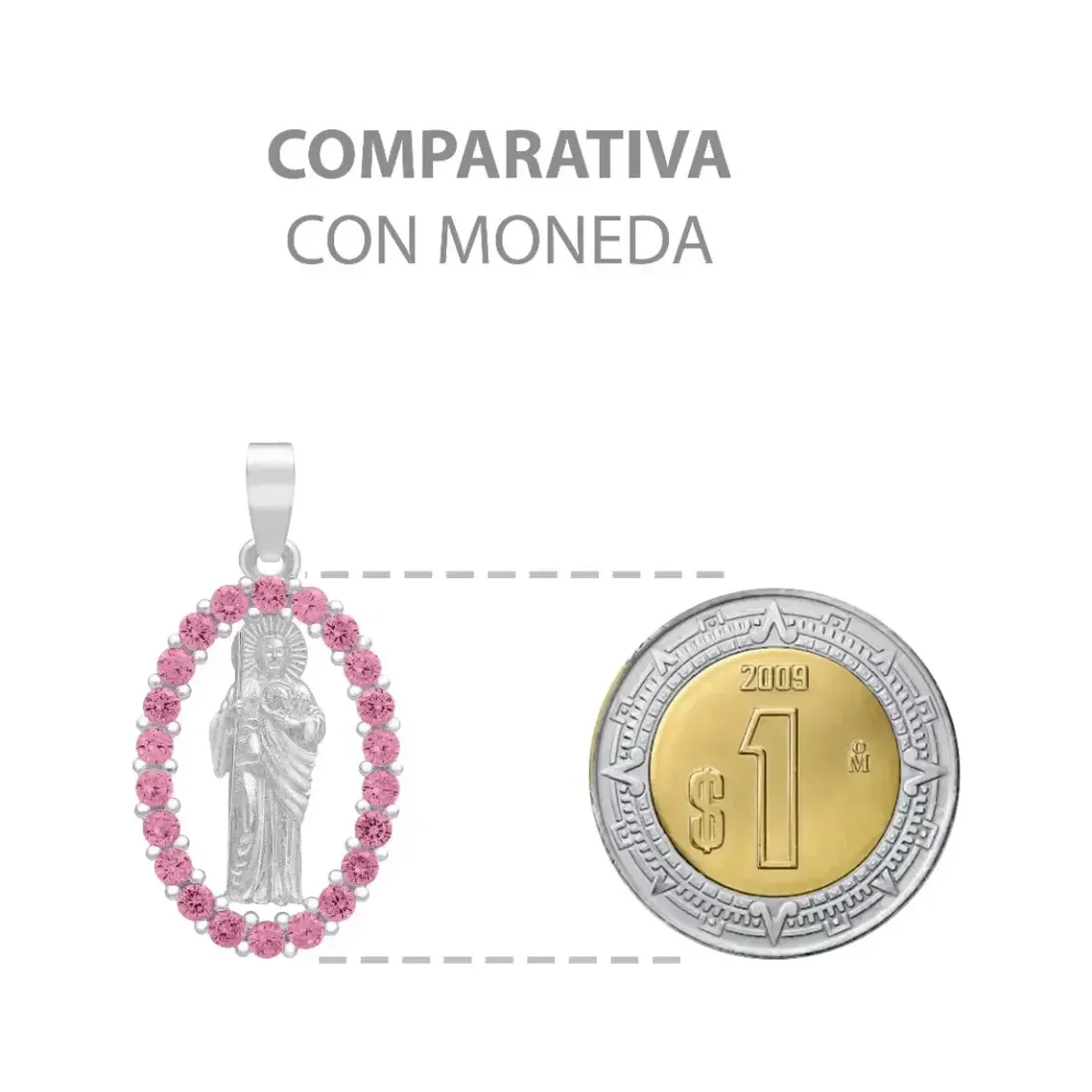 Dije Plata 925 San Judas Tadeo Plano con Zirconias Fucsia - Imagen 8