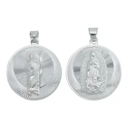 Dije Plata 925 San Judas y Virgen María Doble Vista Diamantado - Imagen 1