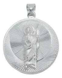 Dije Plata 925 San Judas y Virgen María Doble Vista Diamantado - Imagen 2