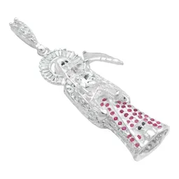 Dije Plata 925 Santa Muerte 3D Zirconia Fucsia para Hombre - Imagen 3