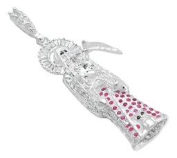 Dije Plata 925 Santa Muerte 3D Zirconia Fucsia para Hombre - Imagen 3
