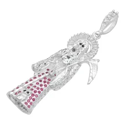 Dije Plata 925 Santa Muerte 3D Zirconia Fucsia para Hombre - Imagen 4