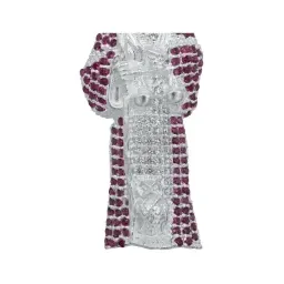 Dije Plata 925 Santa Muerte Robusto con Zirconia Fucsia Unisex - Imagen 2