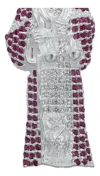 Dije Plata 925 Santa Muerte Robusto con Zirconia Fucsia Unisex - Imagen 2