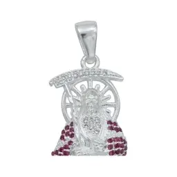 Dije Plata 925 Santa Muerte Robusto con Zirconia Fucsia Unisex - Imagen 3