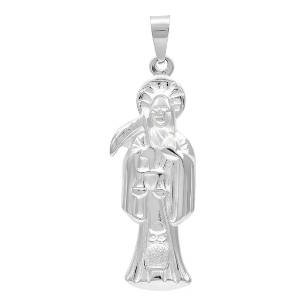 Dije Plata 925 Santa Muerte Troquelada Artesanal Unisex - Imagen 1