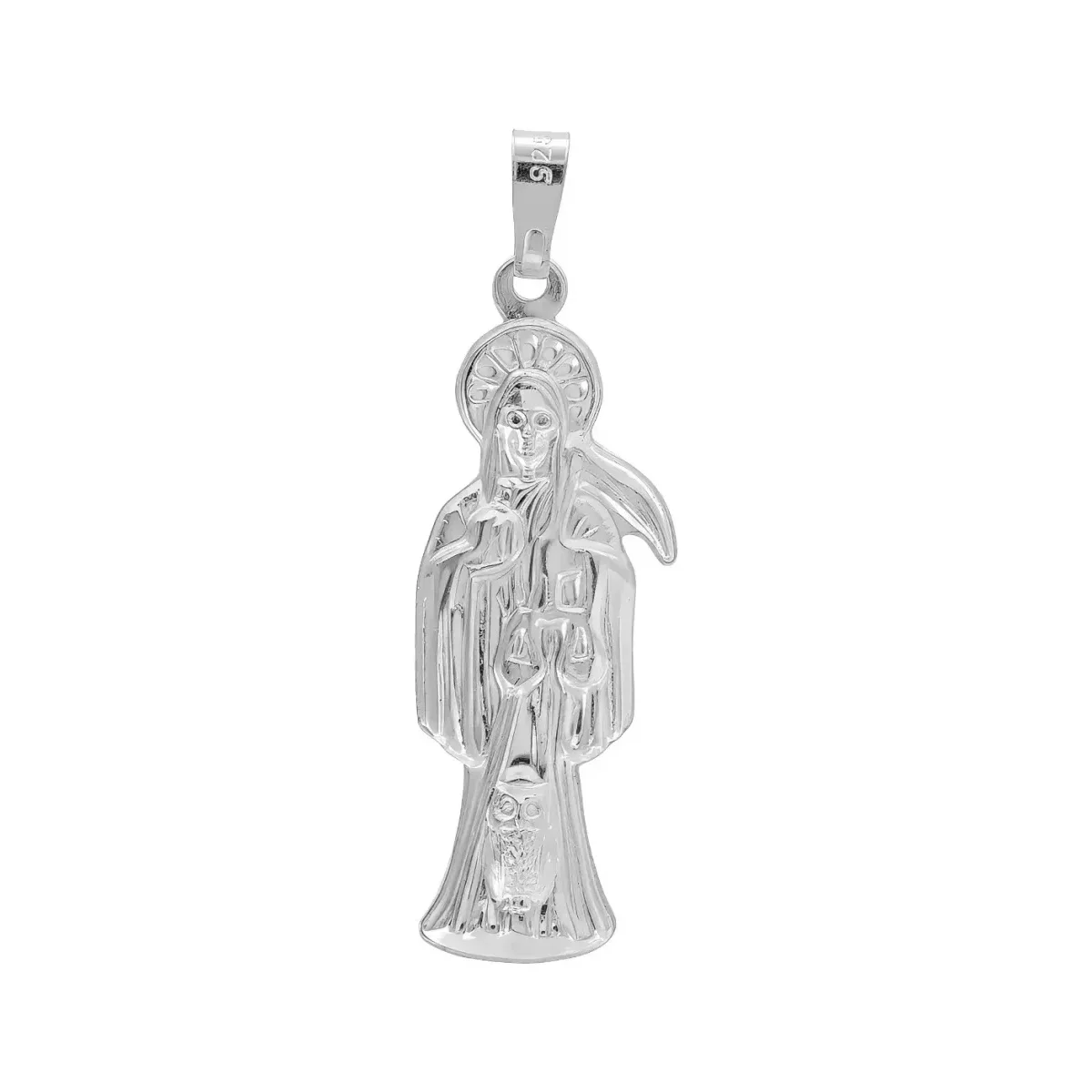 Dije Plata 925 Santa Muerte Troquelada Artesanal Unisex - Imagen 2
