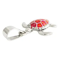 Dije Plata 925 Tortuga Marina con Zirconia Rosa - Imagen 1