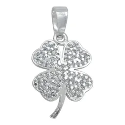 Dije Plata 925 Trébol Corazón con Zirconia Transparente - Imagen 1