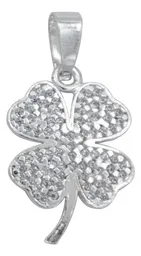 Dije Plata 925 Trébol Corazón con Zirconia Transparente - Imagen 1